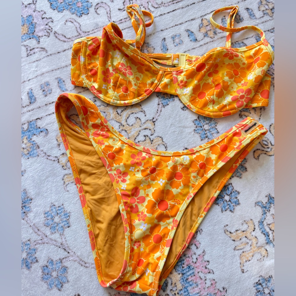 Blackbough Yellow Orange Floral Underwire Bikini Set